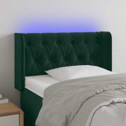vidaXL Sänggavel LED mörkgrön 83x16x78/88 cm sammet