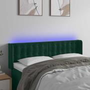 vidaXL Sänggavel LED mörkgrön 147x16x78/88 cm sammet