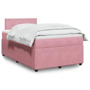 vidaXL Ramsäng med madrass rosa 120x200 cm sammet