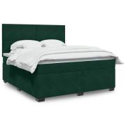 vidaXL Ramsäng med madrass mörkgrön 180x200 cm sammet