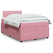 vidaXL Ramsäng med madrass rosa 120x200 cm sammet