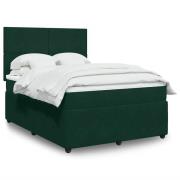 vidaXL Ramsäng med madrass mörkgrön 140x190 cm sammet