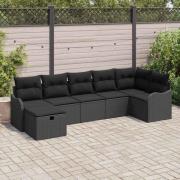 vidaXL Soffset med kudde med lagring 7 pcs Svart konstrotting