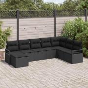 vidaXL Soffset med kudde med lagring 8 pcs Svart konstrotting