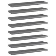 vidaXL Hyllplan 8 st grå högglans 40x10x1,5 cm konstruerat trä