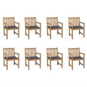 vidaXL Trädgårdsstolar 8 st med antracita dynor massiv teak