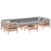 vidaXL Soffgrupp för trädgården med dynor 8 delar massiv douglasgran