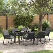 vidaXL Trädgårdsmöbelset 7 pcs Svart Pulverlackerat stål