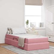 vidaXL Förvaringssäng med madrass med madrass Rosa 90 x 190 cm Sammet