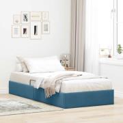 vidaXL Förvaringssäng med huvudgavel Mörkblå 90 x 190 cm Sammet