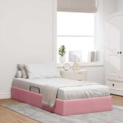 vidaXL Förvaringssäng med huvudgavel Rosa 90 x 190 cm Sammet