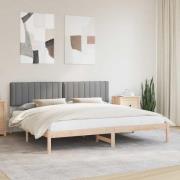 vidaXL Sängram med Klädd Huvudgavel Ljusgrå 200 x 200 cm Massivt furu