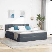vidaXL Förvaringssäng med madrass med huvudgavel Mörkgrå 100 x 200 cm