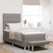 vidaXL Bäddfjäder med kudde med huvudgavel Taupe 200 x 80 cm tyg