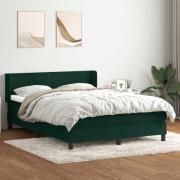 vidaXL Ramsäng med madrass mörkgrön 160x210 cm sammet
