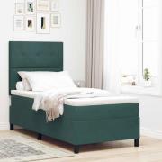 vidaXL Bäddfjäder med madrass Mörkgrön 100 x 200 cm Sammet