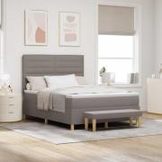 vidaXL Bäddfjäder med huvudgavel Taupe 200 x 140 cm tyg