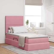 vidaXL Förvaringssäng med madrass med madrass Rosa 100 x 200 cm Sammet