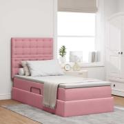 vidaXL Förvaringssäng med madrass med madrass Rosa 100 x 200 cm Sammet