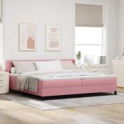 vidaXL Bäddfjäder med huvudgavel Rosa 200 x 200 cm Sammet