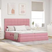 vidaXL Förvaringssäng med madrass med lagring Rosa 200 x 200 cm Sammet