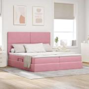 vidaXL Förvaringssäng med madrass med lagring Rosa 200 x 200 cm Sammet