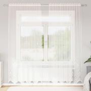 vidaXL Spetsgardin med gardiner Blommor Vit 245x150cm Polyester