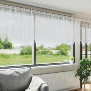 vidaXL Spetsgardin med gardiner Blommor Vit 120 x 500 cm Polyester