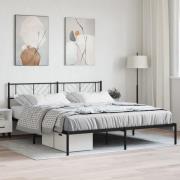 vidaXL Sängram med huvudgavel metall svart 200x200 cm