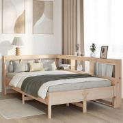 vidaXL Säng med bokhylla utan madrass 135x190cm massiv furu