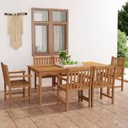vidaXL 7-delad trädgårdsmatgrupp 180x90 cm massiv teak
