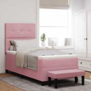 vidaXL Bäddfjäder med huvudgavel Rosa 200 x 80 cm Sammet