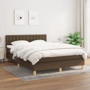 vidaXL Ramsäng med madrass mörkbrun 140x190 cm tyg