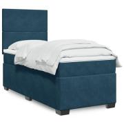vidaXL Ramsäng med madrass blå 100x200 cm sammet