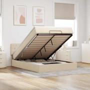 vidaXL Ottoman säng med madrass gräddvit 140x190 cm tyg