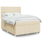vidaXL Ramsäng med madrass gräddvit 140x190 cm tyg