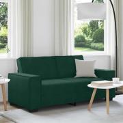 vidaXL Soffa 2-sits mörkgrön 180x78x84 cm sammet