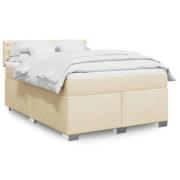vidaXL Ramsäng med madrass gräddvit 140x190 cm tyg