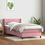 vidaXL Ramsäng med madrass rosa 90x210 cm sammet