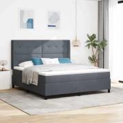 vidaXL Bäddfjäder med madrass med led Mörkgrå 180 x 200 cm Sammet