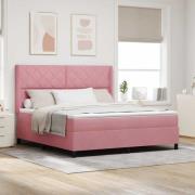 vidaXL Bäddfjäder med madrass med led Rosa 180 x 200 cm Sammet