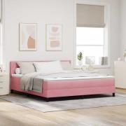 vidaXL LED Box Säng med madrass med led Rosa 180 x 200 cm Sammet