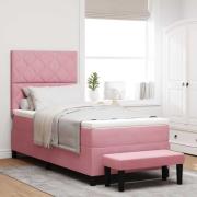 vidaXL Bäddfjäder med huvudgavel Rosa 200 x 90 cm Sammet