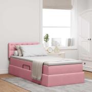 vidaXL Förvaringssäng med madrass med lagring Rosa 90 x 200 cm Sammet