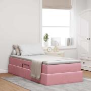 vidaXL Förvaringssäng med madrass med madrass Rosa 90 x 200 cm Sammet