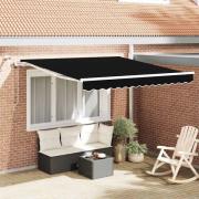 vidaXL Utfällbar markis Svart 350 x 250 cm Polyester och metall