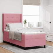 vidaXL Bäddfjäder med madrass med led Rosa 90 x 200 cm Sammet