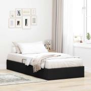vidaXL Förvaringssäng med huvudgavel med lagring Svart 90 x 200 cm tyg