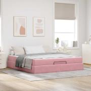 vidaXL Sängram med madrass 2 pcs Rosa Sammet