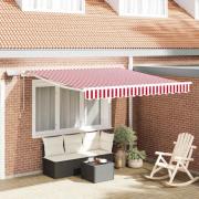 vidaXL Utfällbar markis Röd och Vit 350 x 250 cm Tyger och Stål
